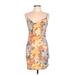 Shein Casual Dress - Mini Plunge Sleeveless: Orange Floral Dresses - Women's Size Large