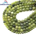 Perles Rondes Semi-Fierté en Pierre Naturelle Verte Breloques de Bricolage pour Bijoux de