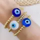 Herlook-Bracelet mauvais œil bleu pour femme perles plaquées or bijoux extensibles bracelets œil