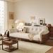 Mercer41 Grimpante 82.68" Upholstered Tufting Sofa Cotton/Linen in Brown | 34.25 H x 82.68 W x 31.5 D in | Wayfair 380BBAE4F2F04AA5B08086F6C04BBF1C