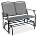 Charlton Home® Daycee Metal Outdoor Glider Metal in Black/Brown | 36 H x 41.3 W x 27.5 D in | Wayfair 1DF014DCC44C47B0B5FFBAA3E4081E03