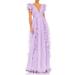 Pleated Ruffle Cap Sleeve Chiffon Gown