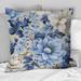 Designart "Blue Vintage Whispers Floral Pattern" Floral Printed Throw Pillow