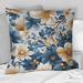 Designart "Blue Retro Finesse Floral Pattern III" Floral Printed Throw Pillow