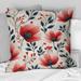 Designart "Red Coastal Elegance Floral Pattern" Floral Printed Throw Pillow