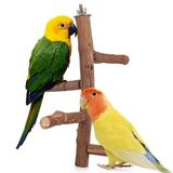 Wooden Bird Perch Grape Wood Stick with Vegetable Clips for Parrot Parakeets Conures Macaws Finches