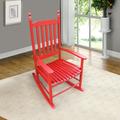 Rose Red Wooden Rocking Chair for Porch Elegant Solid Wood Design with Wide Seat & Armrests for Ultimate Comfort Sturdy Slatted Back Ideal for Balcony & Porch Simple 250lbs Weight Limit