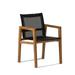 Ash & Ember Onyx Grade A Teak Sling Dining Armchair Black Synthetic Mesh Seat & Backrest Indoor Outdoor Weather-Resistant Solid Wood Patio Furniture