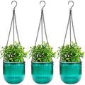 3-Pack Self Watering Hanging Planters for Indoor Plants Hanging Plant Pot with Drainage Hole and Chain Hanging Flower Pot Outdoor Small Hanging Planters Flower Pot Basket for Home Decor Gardening