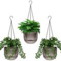 Self Watering Hanging Planters Bexikou 3 Pack 4.5 Inch Plastic Hanging Plant Basket with Chains Drainage Holes Outdoor Indoor Flower Pots for Flower Garden Home Decorations