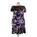 Lularoe Casual Dress - Mini Crew Neck Short sleeves: Blue Floral Dresses - New - Women's Size 3X