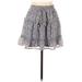 Sienna Sky Casual A-Line Skirt Mini: Gray Floral Bottoms - Women's Size Large