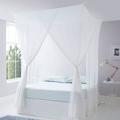 Mosquito Net Double Bed White Large Fly Net Bed for Anti-Insect with 4 Corner Posts Canopy Square for Single to King Size Bed Canopy Mosquito Net 210 x 190 x 240 cm