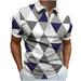 Fanxing Western Print Polo Shirts For Men Geometric Graphic Tees Shirt Summer Colorblock Short Sleeve Golf Shirts Gift for Dad Gray L