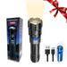 Battery Flashlight Super Bright Flashlight Zoomable Rechargeable Flashlight with 3 Modes Powerful Hand Flashlight Must Have Household Items