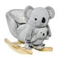 Kids Plush Ride-On Rocking Horse Cute Koala Design Baby Rocking Horse with Sounds for Toddlers 18-36 Months Plush Ride On Toy with Solid Wood Base