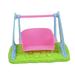 Huanledash Miniature Swing Easy-Install Cartoon Style Plastic Dollhouse Swing Rocking Chair for Kids