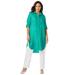 Plus Size Women's Linen Mega Tunic by Jessica London in Aqua Sea (Size 12 W)