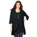 Plus Size Women's Textured Knit Tank and Sweater Illusion Set. by Roaman's in Black (Size 26/28)