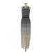 Ann Taylor LOFT Casual Dress - Midi: Blue Chevron/Herringbone Dresses - Women's Size Medium Petite