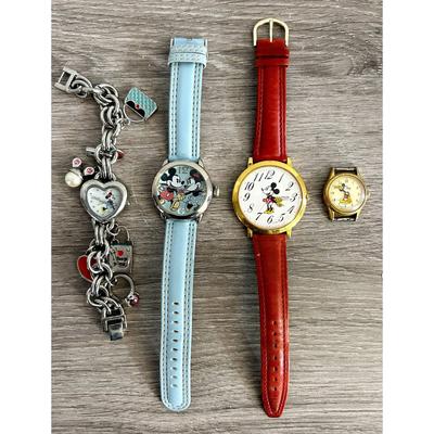 Disney Accessories | Vintage Disney Mickey Mouse & Minnie Mouse Lorus Watch Timepiece Lot Of 4 | Color: Black | Size: Os