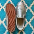 Vans Shoes | Accepting Offers Vans Slip On Metallic Silver Sneakers Leather Retro W9 M7 | Color: Silver | Size: 9