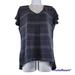 Athleta Tops | Athleta Burnout Dotted Striped V-Neck Active T-Shirt Navy Blue White Size Large | Color: Blue/White | Size: L