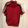 Adidas Shirts | Adidas Mens M Polyester Multicolored 80s 90s Zip Short Sleeve Shirt | Color: Red/Silver | Size: L