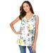 Plus Size Women's Graphic Travel Tank by Roaman's in Yellow Floral (Size 26/28)