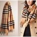 Burberry Accessories | Burberry Cashmere Nova Check Plaid Fringed Scarf | Color: Black/Tan | Size: Os