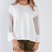 Anthropologie Tops | Anthropologie Very J Ivory Bell Trumpet Sheer Sleeve Crewneck Flowy Top | Color: Cream/White | Size: Various