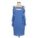 Venus Casual Dress - Mini Square 3/4 sleeves: Blue Print Dresses - Women's Size Medium