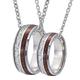 Gualiy His and Hers Tungsten Steel Necklaces, Personalized His and Hers Necklace 8mm Silver Ring Inlay Wood and Metal Necklace Women V 1/2 + Men P 1/2