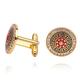 Classic gold-plated rhinestone copper black painted men's cufflinks wedding suit shirt button cufflinks (metallic color: XK239) ()