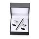 High-end tie clip, exquisitely carved cufflinks, Saxophone crystal cufflinks, tie clip, black square box set (metallic color: 5) ()