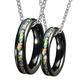 Gualiy Necklace Stainless Steel Pendent, Personalized His and Hers Necklace 4mm Black Ring Inlay Colorful Shell Necklace Women P 1/2 + Men T 1/2