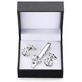 High-end tie clip, exquisitely carved cufflinks, Saxophone crystal cufflinks, tie clip, black square box set (metallic color: 5) ()