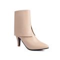 HOBTEC Women Pointed Toe Dress Stiletto Heels Ankle Boots Bridal Women's Pointed Toe Short Boots (Color : Beige, Size : 7 UK)