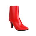 HOBTEC Women Pointed Toe Dress Stiletto Heels Ankle Boots Bridal Women's Pointed Toe Short Boots (Color : Red, Size : 7 UK)