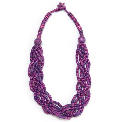 Kette mit Anhänger "Daisy", Damen, Gr. one size, Holz, lila (violett), COLLEZIONE ALESSANDRO, Basic, Halsketten, in geflochtener Optik Image