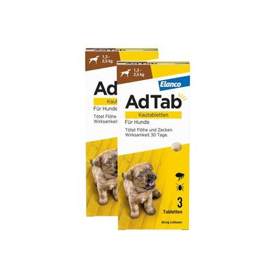 AdTab™ Hund über 1,3 bis 2,5 kg 56 mg (Doppelpack) 2x3 St Kautabletten Image