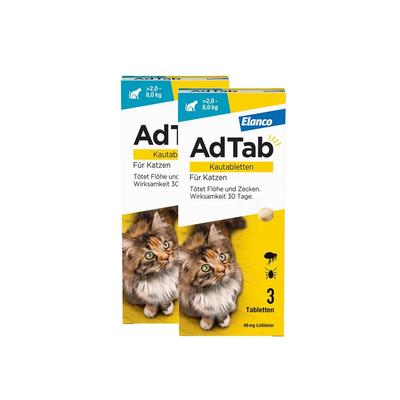 AdTab™ Katze über 2 bis 8 kg 48 mg (Doppelpack) 2x3 St Kautabletten Image