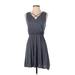 Alya Casual Dress - Mini V Neck Sleeveless: Gray Print Dresses - Women's Size Small