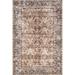 Brown 60 x 48 x 0.1 in Area Rug - Bungalow Rose Freesia Faded Floral Stain-Resistant Machine Washable Area Rug | 60 H x 48 W x 0.1 D in | Wayfair