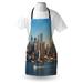 East Urban Home Urban Apron Unisex, NYC Skyline River Scenery, Adult Size, Blue Brown, Polyester in Blue/Gray | Wayfair