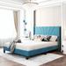 Ebern Designs Sybastian Wingback Bed Upholstered/Velvet in Blue | 46.9 H x 66.7 W x 84.4 D in | Wayfair 51B9564DCE394E098E7613590798C059