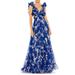 Ruffle Floral Gown - Blue - Ieena for Mac Duggal Dresses