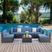 Futzca 7 Pieces Patio Outdoor Furniture Sets,Low Back All-Weather Rattan Sectional Sofa