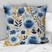 Designart "Nordic Yellow Blue Garden Dreams II" Floral Printed Throw Pillow