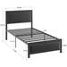 Metal Bed Frame with Linen Upholstered Nailhead Headboard, Platform Bed with 12.6" Under Bed Storage, No Box Spring Needed